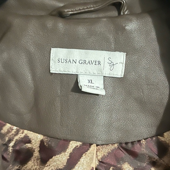 Susan Graver Faux Leather Shawl-Collar Blazer - Picture 2 of 5